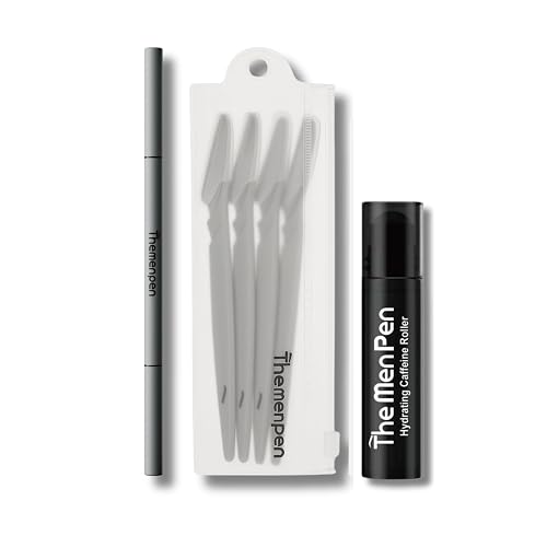 The Men Pen Refresher Kit | Eyebrow, Beard & Hair Filler + Caffeine Eye Roller + Razor 4-Pack, Waterproof, Long-Lasting, Sweat-Proof Grooming Beauty & Personal Care The Men Pen