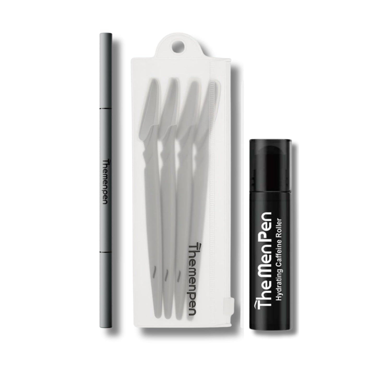 The Men Pen Refresher Kit | Eyebrow, Beard & Hair Filler + Caffeine Eye Roller + Razor 4-Pack, Waterproof, Long-Lasting, Sweat-Proof Grooming Beauty & Personal Care The Men Pen