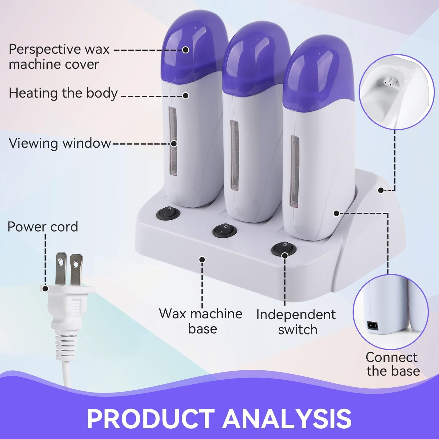 Wax Warmer for Hair Removal, Professional Abs Roll on Wax Heater Waxing Body Hair Removal Hot Wax Machine for Hand, Foot, Elbow, Arm, Leg, Armpit Beauty and Personal Care Agatige