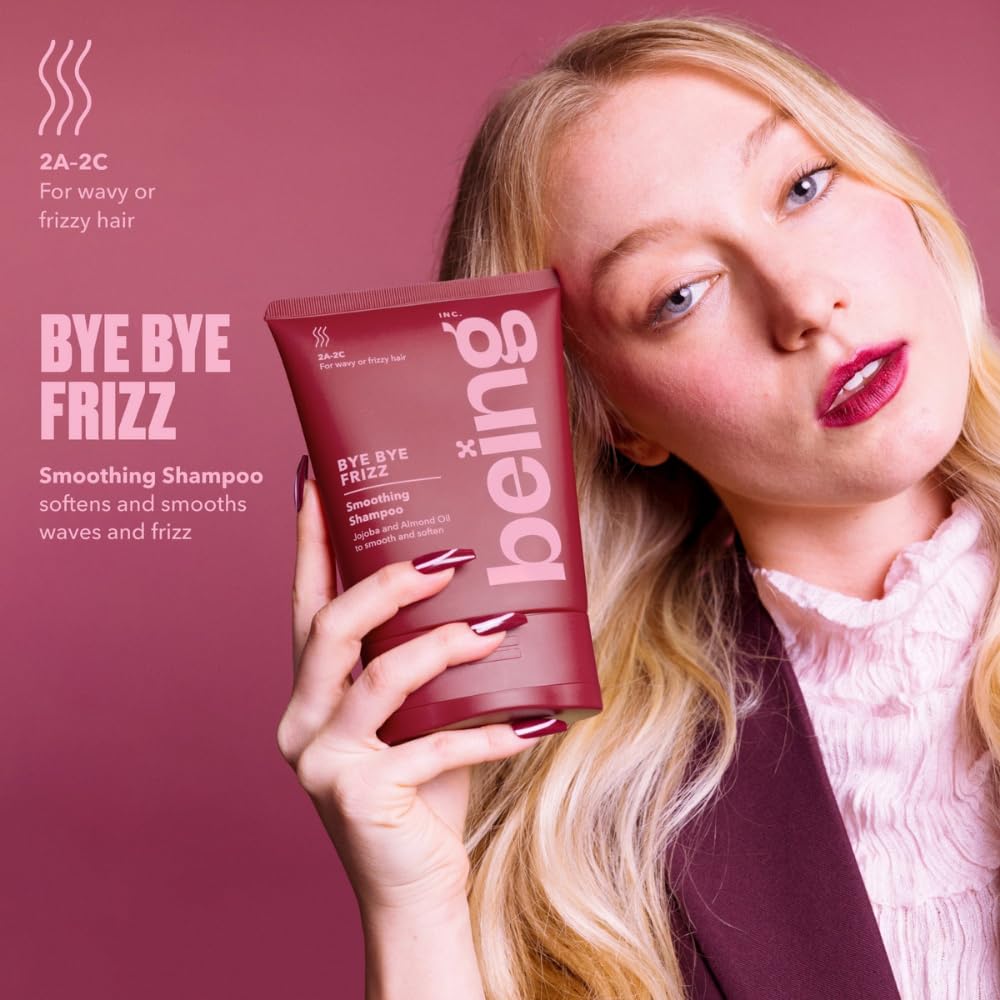 being BYE BYE FRIZZ Smoothing Shampoo with Jojoba and Almond Oil, 12 fl oz