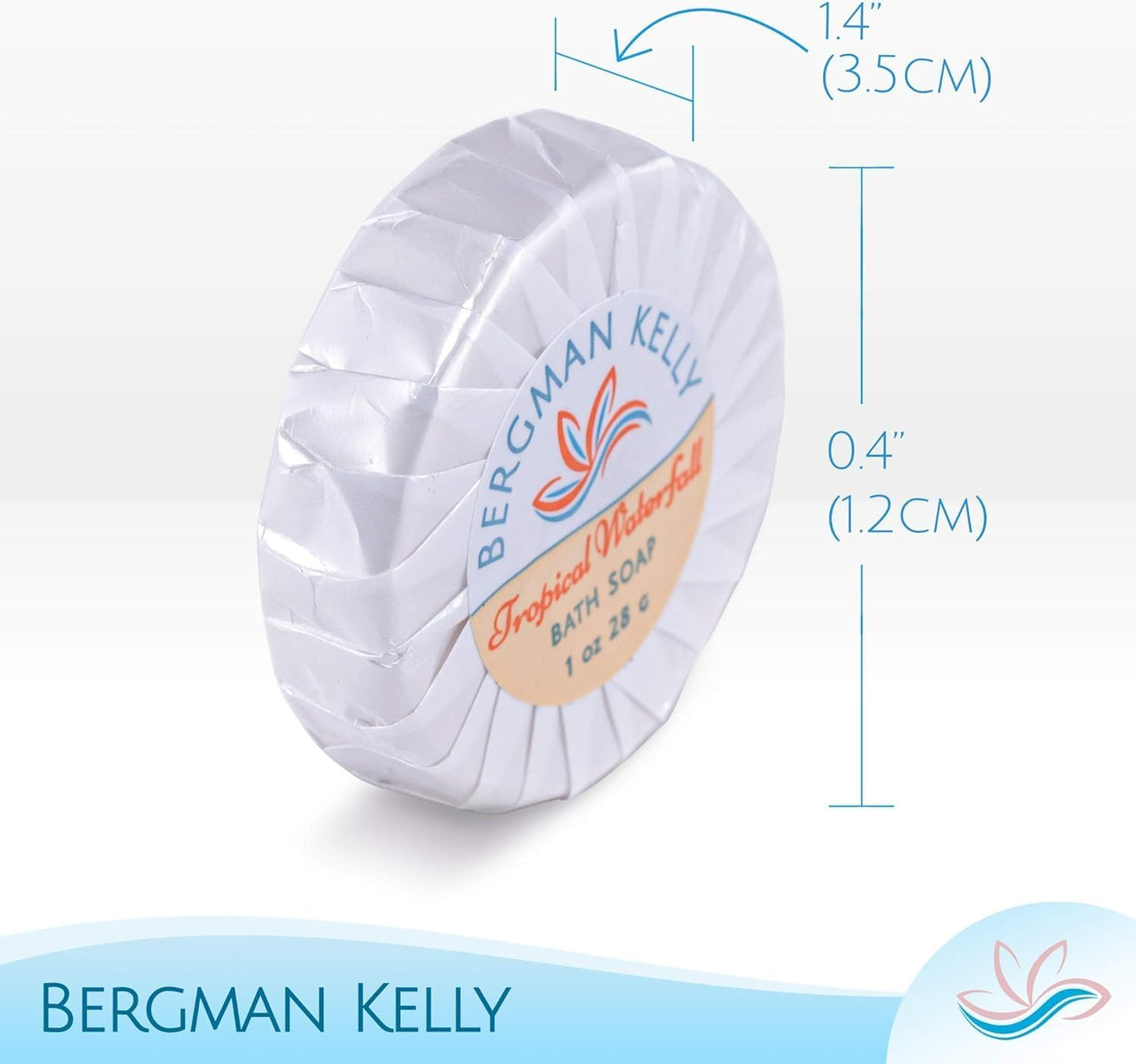 BERGMAN KELLY - Hotel Soap Bars in Bulk - Tropical Waterfall, 1 oz, 100 PK - Small Individually Wrapped Round Soap - Travel Size Mini Toiletries Beauty & Personal Care BERGMAN KELLY