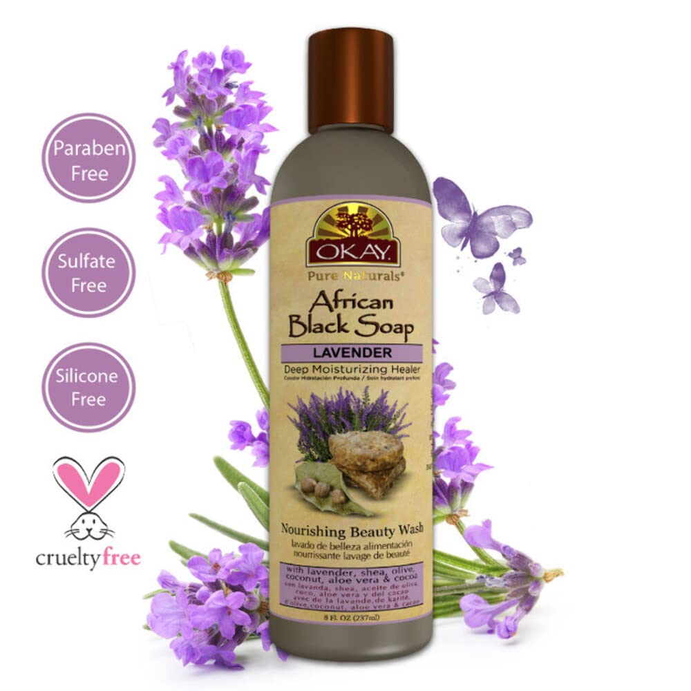 Okay African Black Soap Liquid, Silver, Lavender, 8 Fl Oz Beauty & Personal Care OKAY