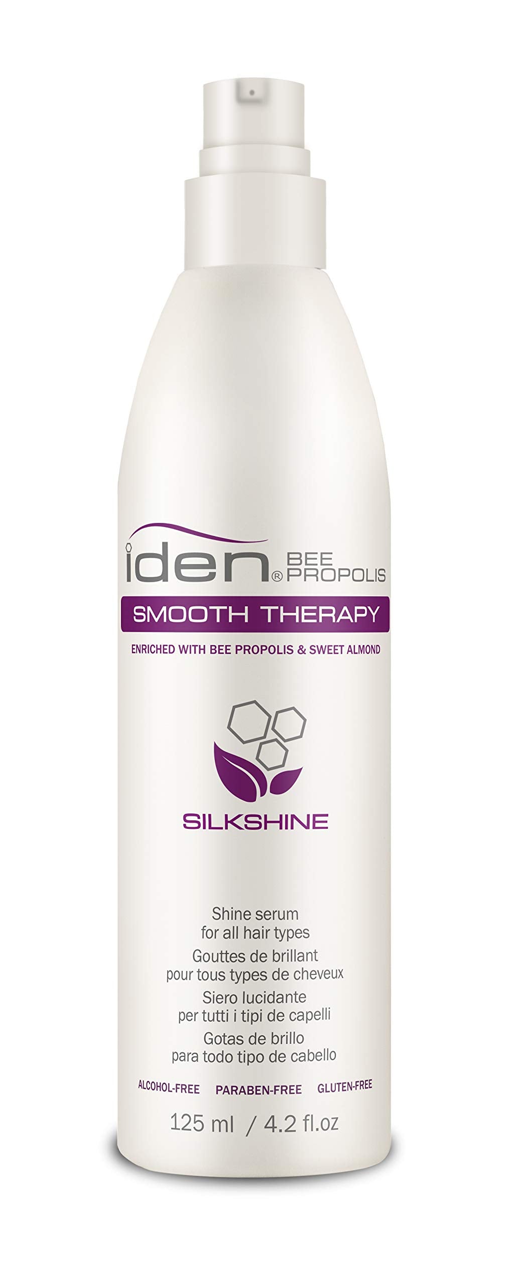IDEN Bee Propolis Smooth Therapy Silkshine, Shine Serum, Controls Frizz, Argan Oil & Sweet Almond Oil, 4.2 fl.oz Beauty & Personal Care IDEN