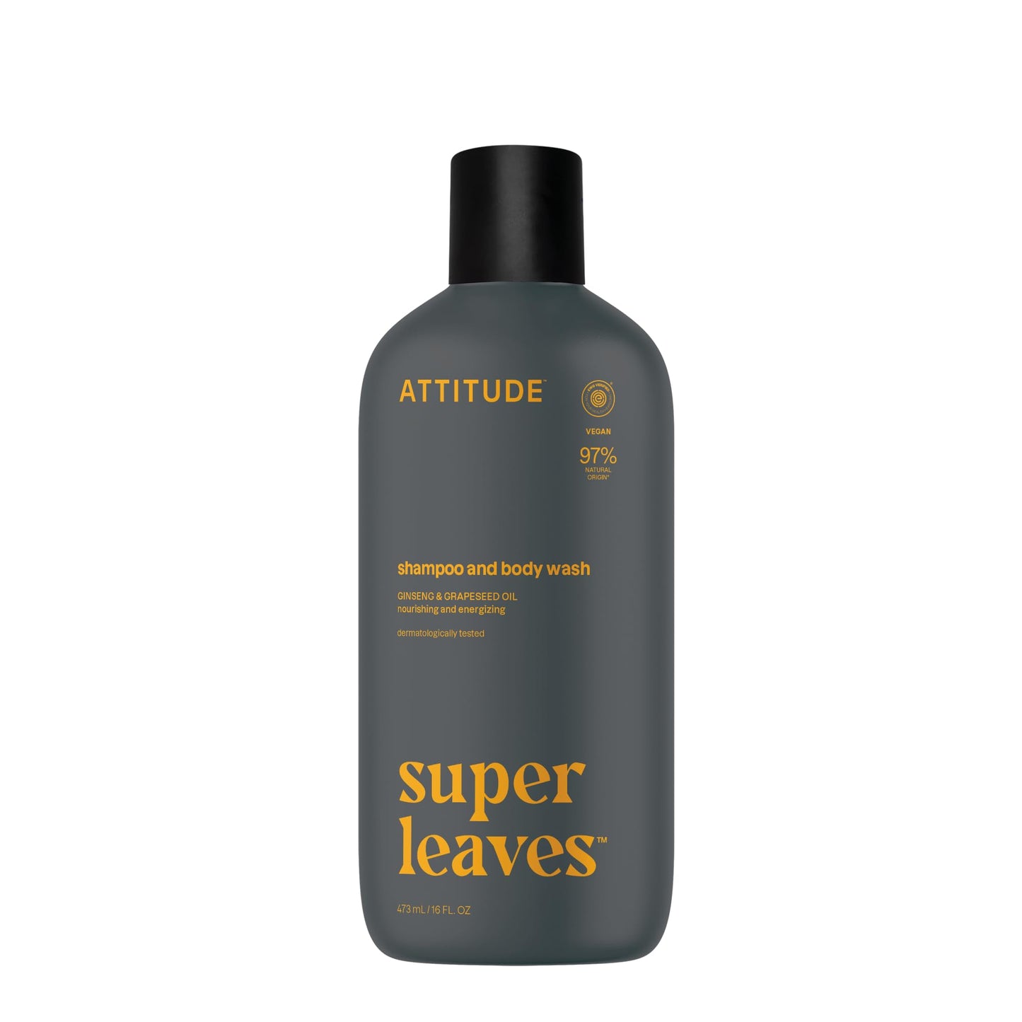 ATTITUDE 2-in-1 Body Wash & Shampoo for Men & Women, EWG Verified, Vegan, Natural Ingredients, Dermatologist-Tested, Ginseng and Grapeseed Oil, 16 Fl Beauty & Personal Care BIO SPECTRA ATTITUDE