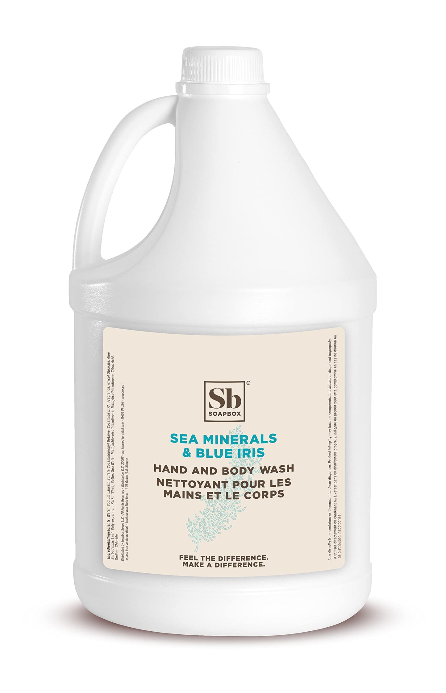 Soapbox Liquid Hand Soap & Body Wash, Sea Minerals & Blue Iris - Gentle, Moisturizing Hand & Body Cleanser, Vegan, Cruelty Free Hand Soap Refill Beauty & Personal Care Soapbox