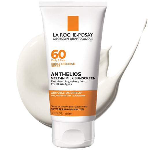 La Roche-Posay Anthelios Melt-In Milk Sunscreen SPF 60, Sunscreen For Body & Face, Broad Spectrum SPF + Antioxidants, Oil Free, Lightweight & Fast Beauty & Personal Care La Roche-Posay