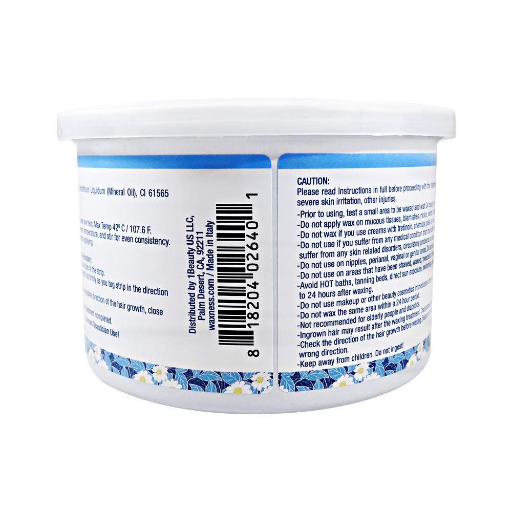 Waxness Soft Wax Tin Azulene 14 oz (400 g) - Professional Strip Wax with Azulene for Face & Body, Smooth Application - Made in Italy Beauty and Personal Care Waxness
