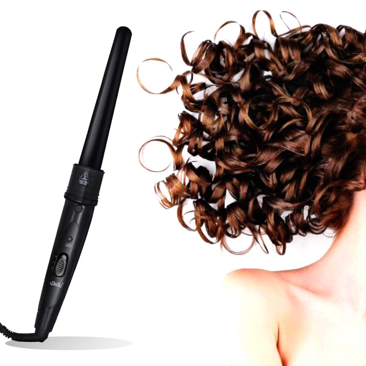 6 in 1 Curling Iron Wand Set with 6 Interchangeable Ceramic Barrels and Heat Protective Glove (Black-6in1) (Black-6) Beauty & Personal Care MENQANG