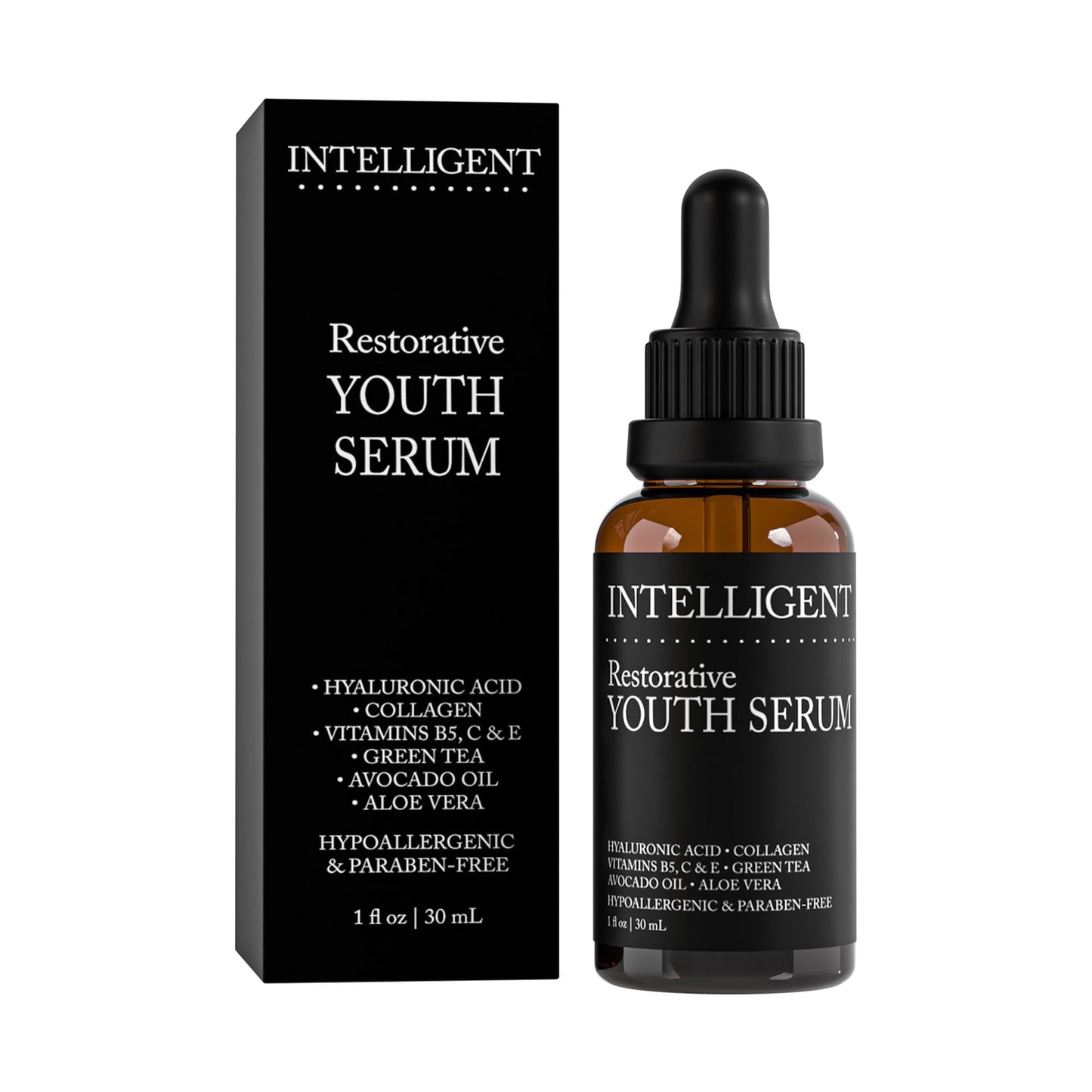 INTELLIGENT Youth Serum Anti Aging Facial Serum - With Vitamin C, Hyaluronic Acid, Collagen, Aloe Vera, Vitamin B5 & E - Helps Reduce Fine Lines | Beauty & Personal Care Intelligent Shop