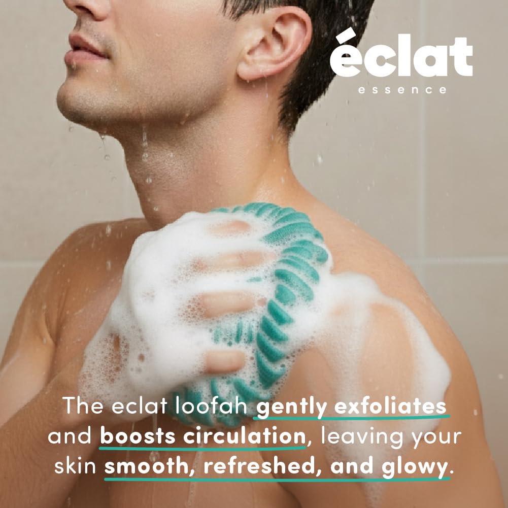 Éclat Mesh Bath Sponge Loofah Ball, Soft Exfoliating Body Scrubber for Wash, Rich-Lather Nylon Net Puff with Quick-Dry Hanging Loop, Gentle Daily Beauty and Personal Care Éclat