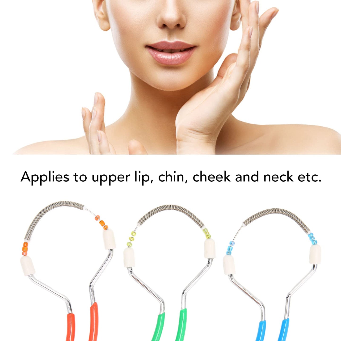 3pcs Spring Facial Hair Remover, Women Threading Epilator Portable Face Shaver for Face Lip Hair Removal Beauty and Personal Care Agatige
