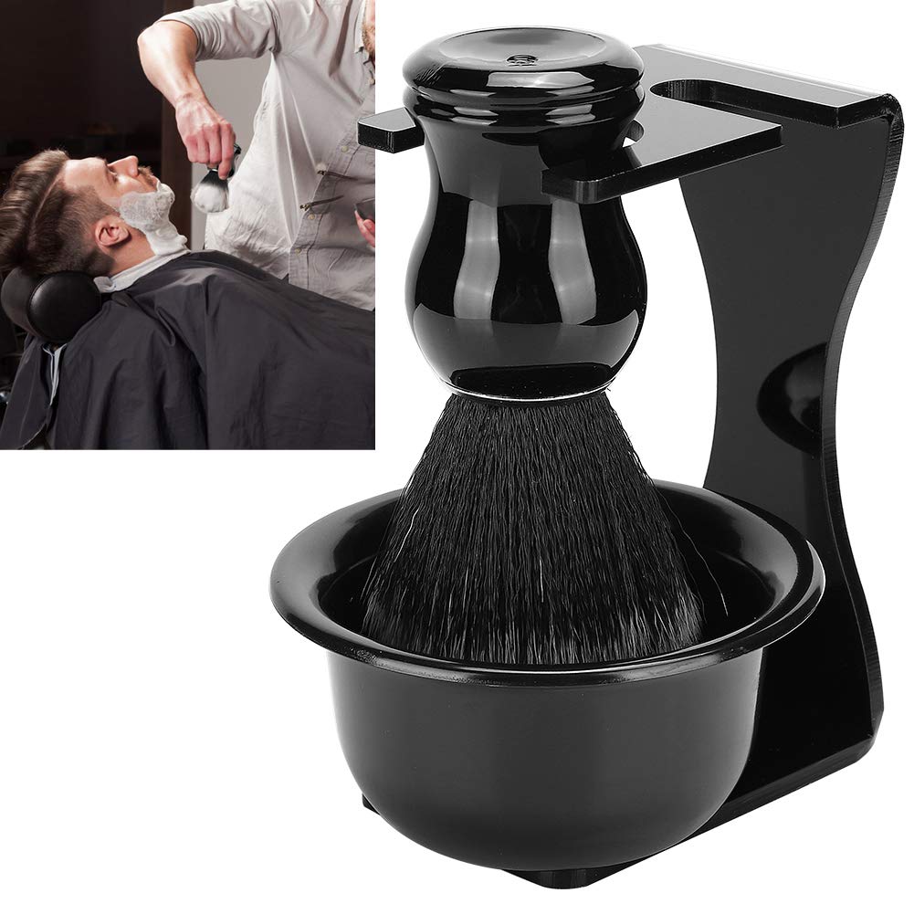 Men's Shaving Brush Set, 3 in 1 Kit with Hair Shaving Brush Soap Bowl Acrylic Holder Stand Home Barber Gift Beauty and Personal Care Yosoo Health Gear