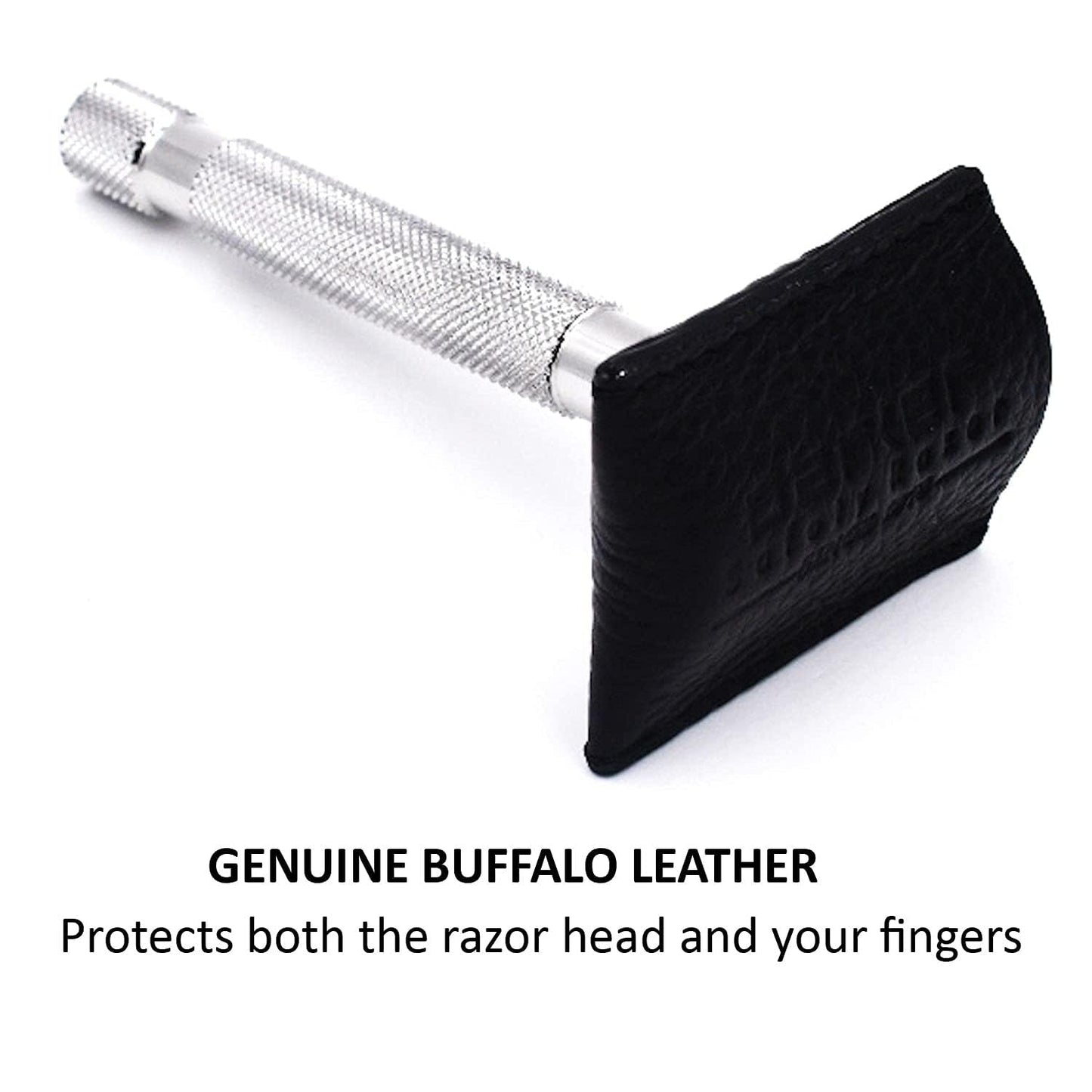 Parker Genuine Leather Safety Razor Travel Sheath - Black-Buffalo Leather, Hand?Stitched Protection Sleeve for DE/Butterfly/3?Piece Razors Beauty and Personal Care Parker Safety Razor