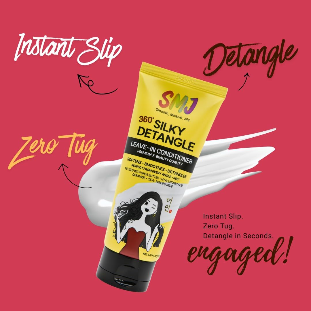 SMJ 360° SILKY DETANGLE LEAVE-IN CONDITIONER - Easy Slip & Detangling | Moisture & Frizz Control | For Braids, Natural & Synthetic Hair | Lightweight Beauty & Personal Care SMJ
