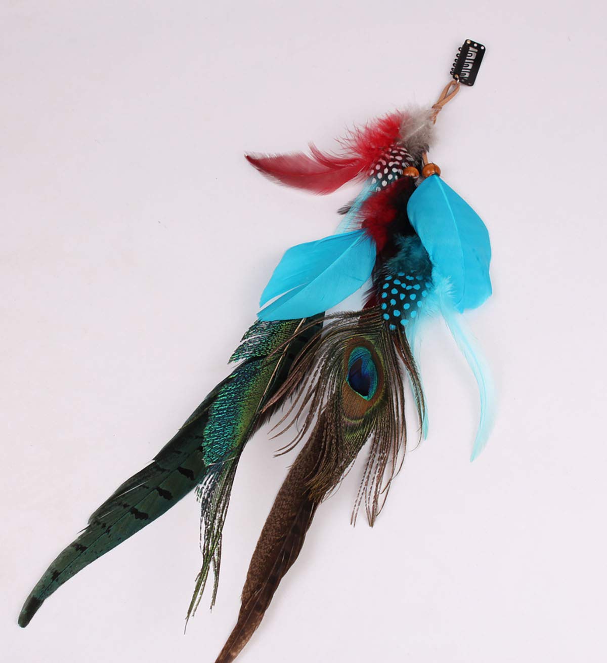 Handmade Peacock Feather Hippie Hair Extension Headband Bohemia Feather Hair Clips Comb with Bead Women Hairpin Headdress DIY Accessories Beauty & Personal Care Fodattm