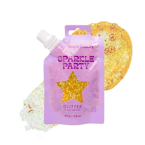 KARA BEAUTY Sparkle Party Glitter Gel for Hair and Body - Tangerine Smiles - Aloe Vera & Lavender Infused Glitter Makeup - No-Glue Body Glitter Beauty & Personal Care Kara Beauty