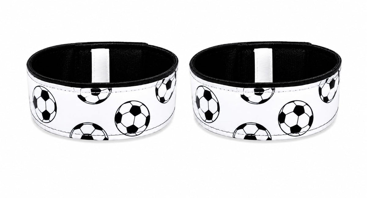 Soccer Sleeve Scrunchies (pair) White and Black, from the ORIGINAL USA Inventor - Sleeve Holders and Straps