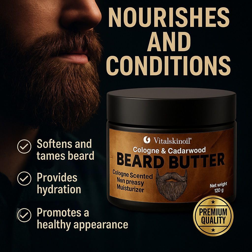 Beard Butter for Men, Cologne Scent, Non-Greasy Conditioning grooming Beauty and Personal Care VITALSKINOIL