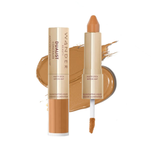 Wander Beauty Dualist Matte and Illuminating Concealer Makeup - Rich - Dual-Ended Matte & Liquid Concealer Stick - Full Coverage Formula to Brighten,