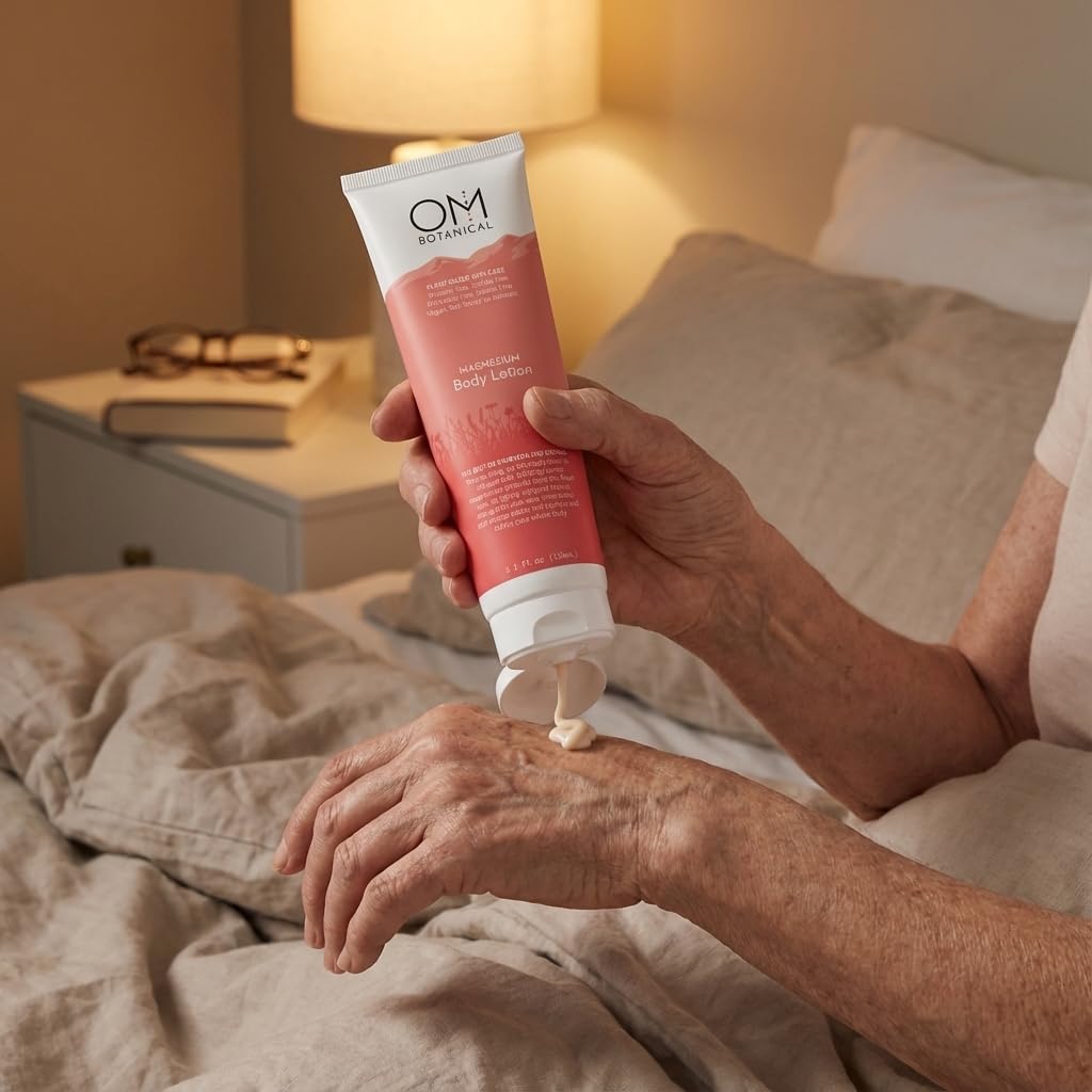 OM Botanical Magnesium Body Lotion | No Sting, No Itch | Ultra-Hydrating Organic Body Butter & Magnesium Cream for Hands, Feet & Body | Beauty & Personal Care OM Botanical