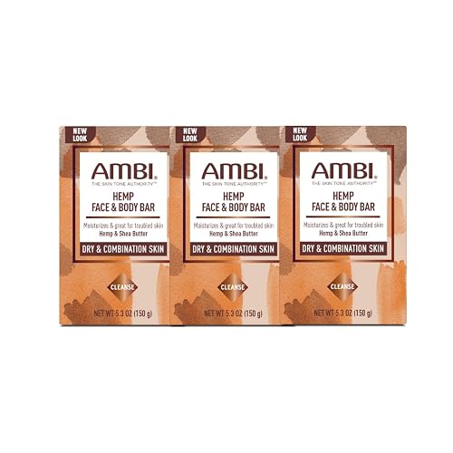 Ambi Hemp Face and Body Bar, Moisturizing and Gentle for Troubled Skin, Dermatologist Tested, Non-Comedogenic, and Hypoallergenic, 5.3 Ounce (3) Beauty & Personal Care Ambi