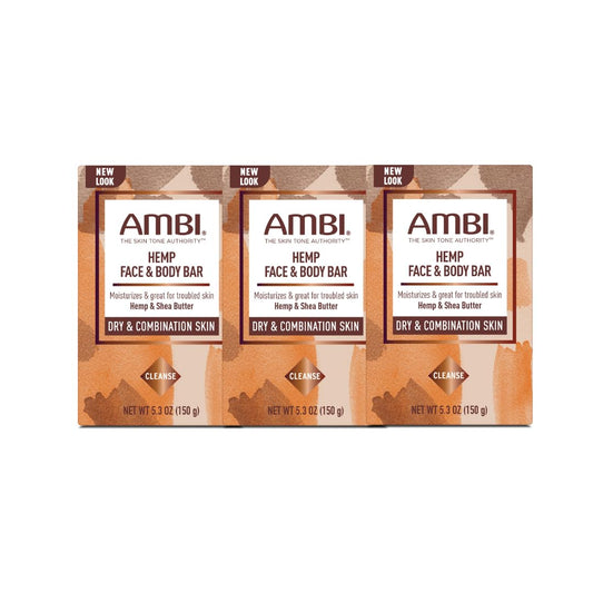 Ambi Hemp Face and Body Bar, Moisturizing and Gentle for Troubled Skin, Dermatologist Tested, Non-Comedogenic, and Hypoallergenic, 5.3 Ounce (3) Beauty & Personal Care Ambi