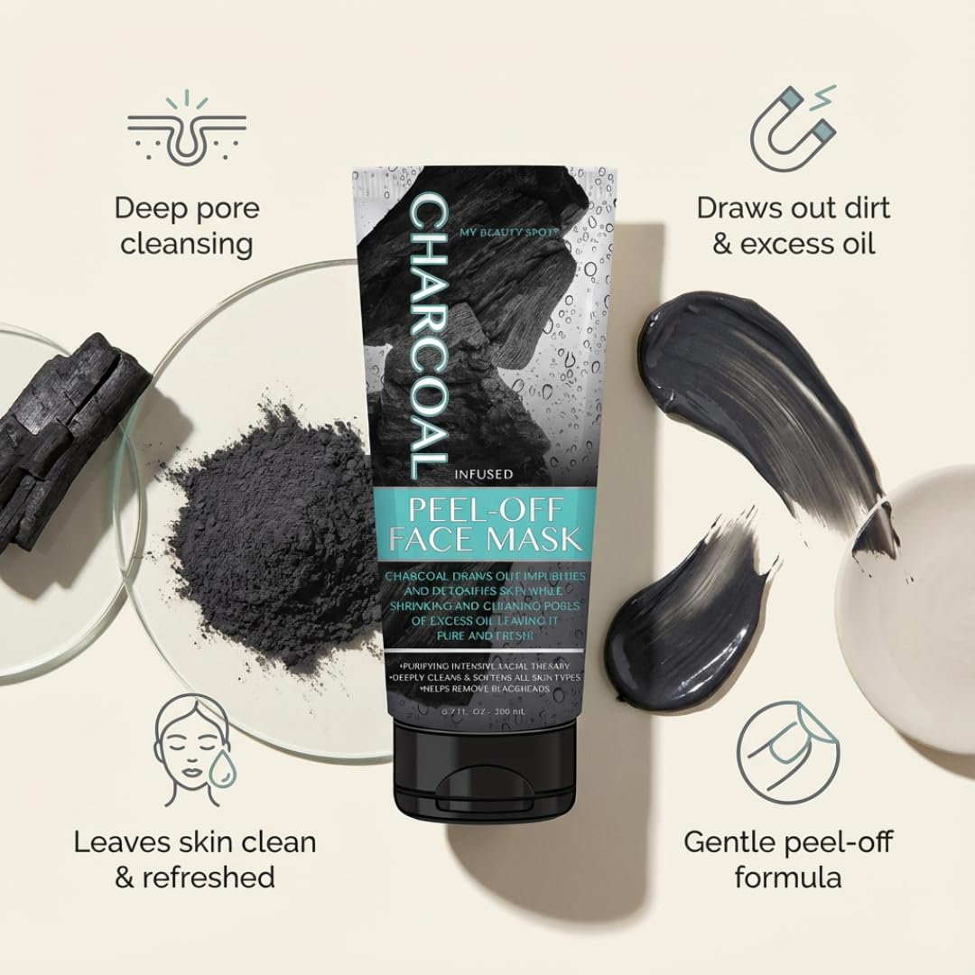 My Beauty Spot Charcoal Face Mask Peel-Off Face Mask Skin Care Black Head Remover for Face Infused with Charcoal 6.7oz Beauty & Personal Care My Beauty Spot