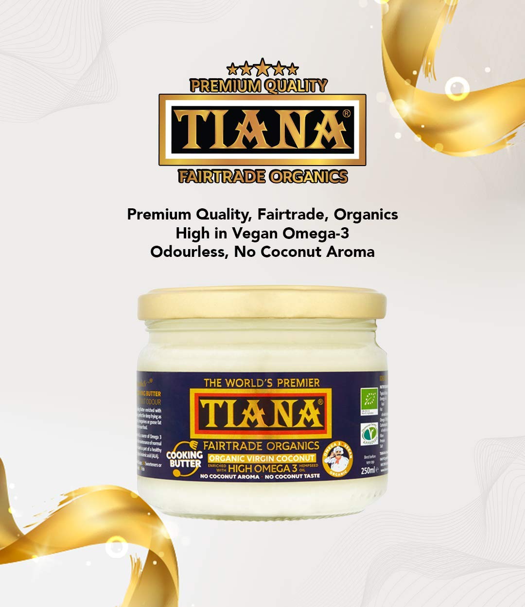 Tiana Organic High Omega 3 Coconut Butter 250 ml Beauty & Personal Care TIANA