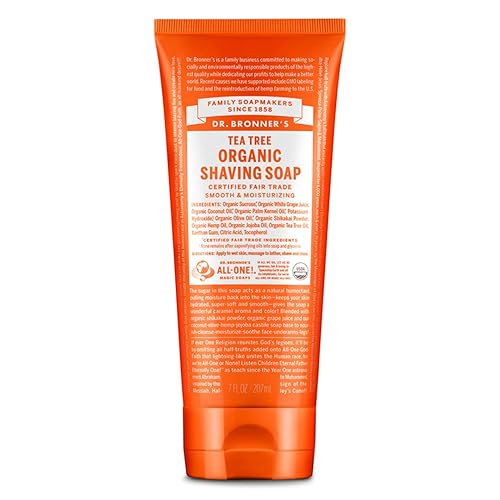Dr. Bronner's - Organic Shaving Soap (Tea Tree, 7 Ounce) - Certified Organic, Sugar and Shikakai Powder, Soothes and Moisturizes for Close… Beauty & Personal Care Dr. Bronner's