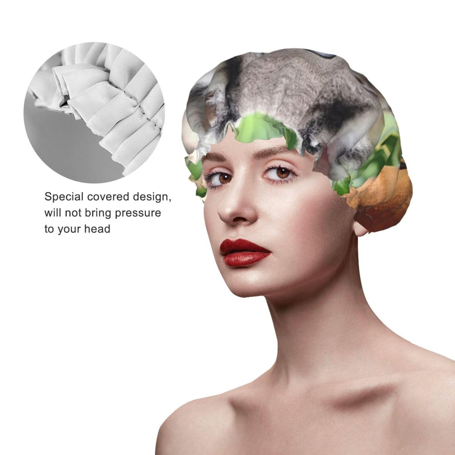 Cute Koala Shower Cap for Women Men Large Reusable Shower Bonnet Double-Layer Waterproof Bath Caps Elastic Band Hair Hat for All Hairstyles Beauty and Personal Care BWLHJKE