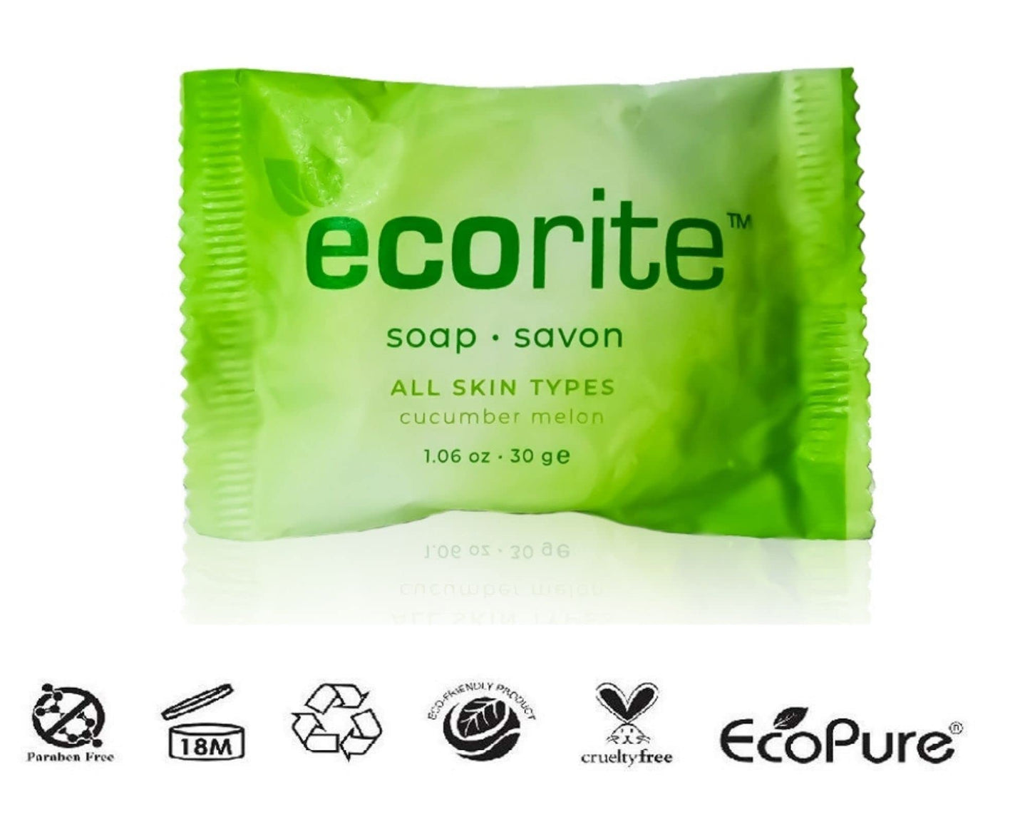Ecorite Face & Body Soap with Cucumber-Melon Fragrance, Travel Size Hotel Amenities Biodegradable/Recyclable Frosted Sachet, 1oz / 30gm, Pack of 288 Beauty & Personal Care Ecorite