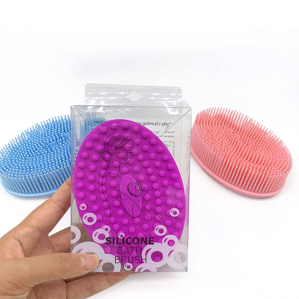 Silicone Body Brush, Blue/Pink/Purple/Green Exfoliating Body Brush, Double Sides Shower Bath Brush, SPA Massage Skin Care Tool Pore Cleaning Pad Beauty and Personal Care SEIWEI