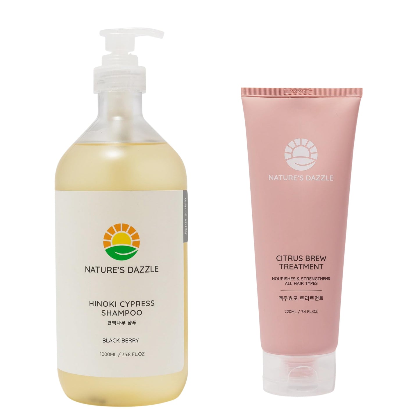 Nature's Dazzle Hinoki Cypress Shampoo(Black Berry Scent) 33.8oz & Citrus Brew Treatment (Grapefruit Scent)7.4oz - Scalp Soothing & Deep Nourishing Beauty & Personal Care Nature's Dazzle