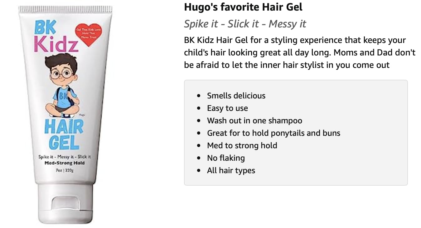 BK Kidz Hair Gel - 7oz x 2: Double Pack of Gentle Hair Styling Gel for Kids - Spike It - Messy It - Slick It Beauty & Personal Care Bonsai Kids Hair Care