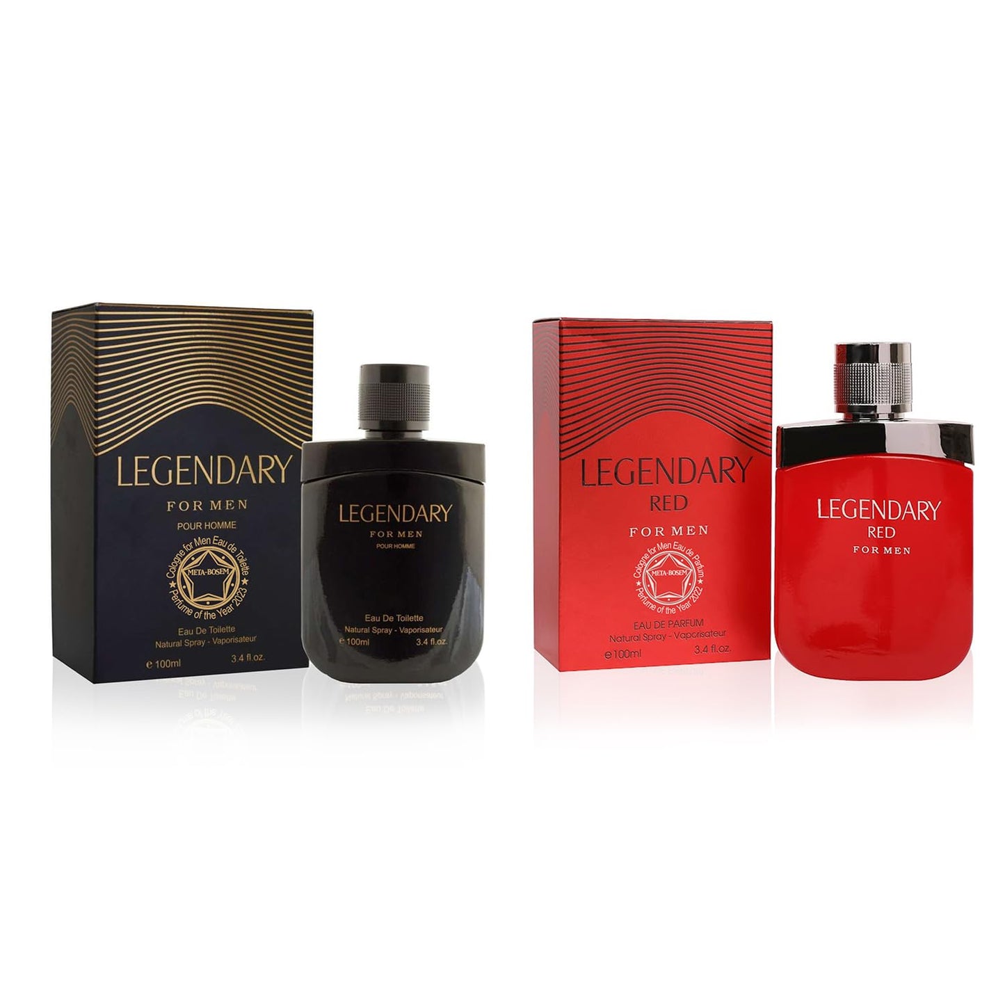 META-BOSEM Gentlemen Pour Homme Black+Red Men's Cologne Collection, Eau de Toilette Natural Spray - Masculine Scent - Holiday Gift Set (Pack of 2) Beauty & Personal Care META-BOSEM