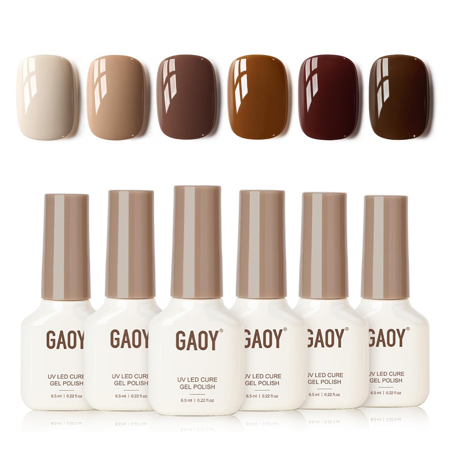 GAOY Nude Brown Gel Nail Polish Set, 6 Colors Beige Chocolate Caramel, UV Cure Gel for DIY Manicure at Home Beauty and Personal Care GAOY Default Title