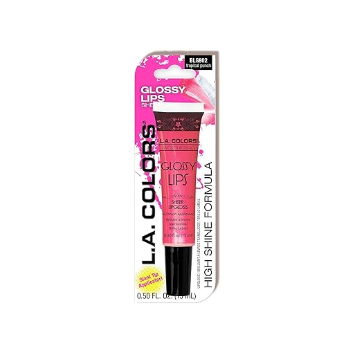 L.A. COLORS Glossy Lips Sheer Lipgloss (carded), BLG802 Tropical Punch CBLG802 Beauty & Personal Care L.A. COLORS