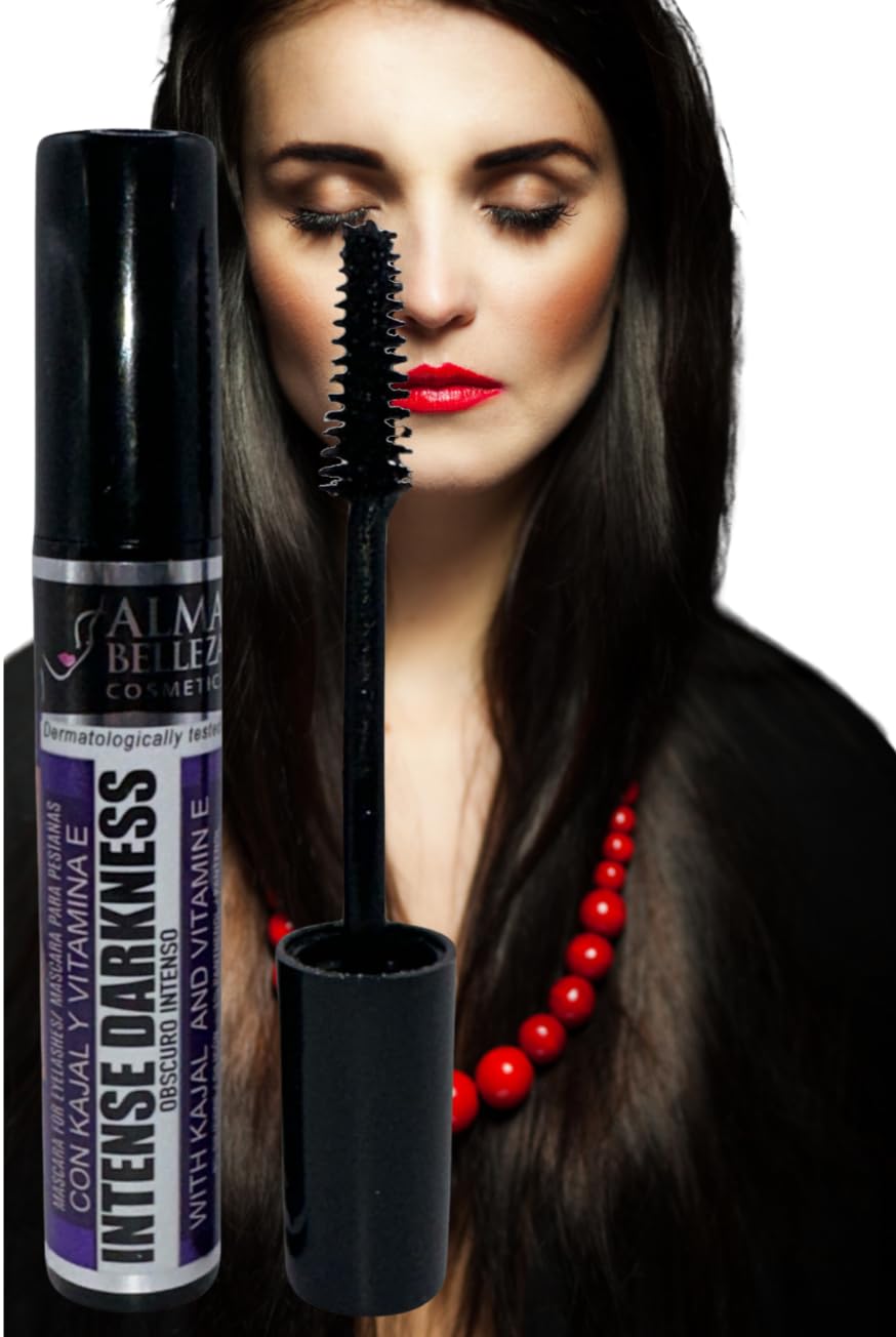 Mascara for Eyelashes Intense Darkness (Oscuro Intenso) with Kajal & Vitamin E - 13g - Premium Quality (2 PACK) - Waterproof, Beauty & Personal Care Alma Belleza