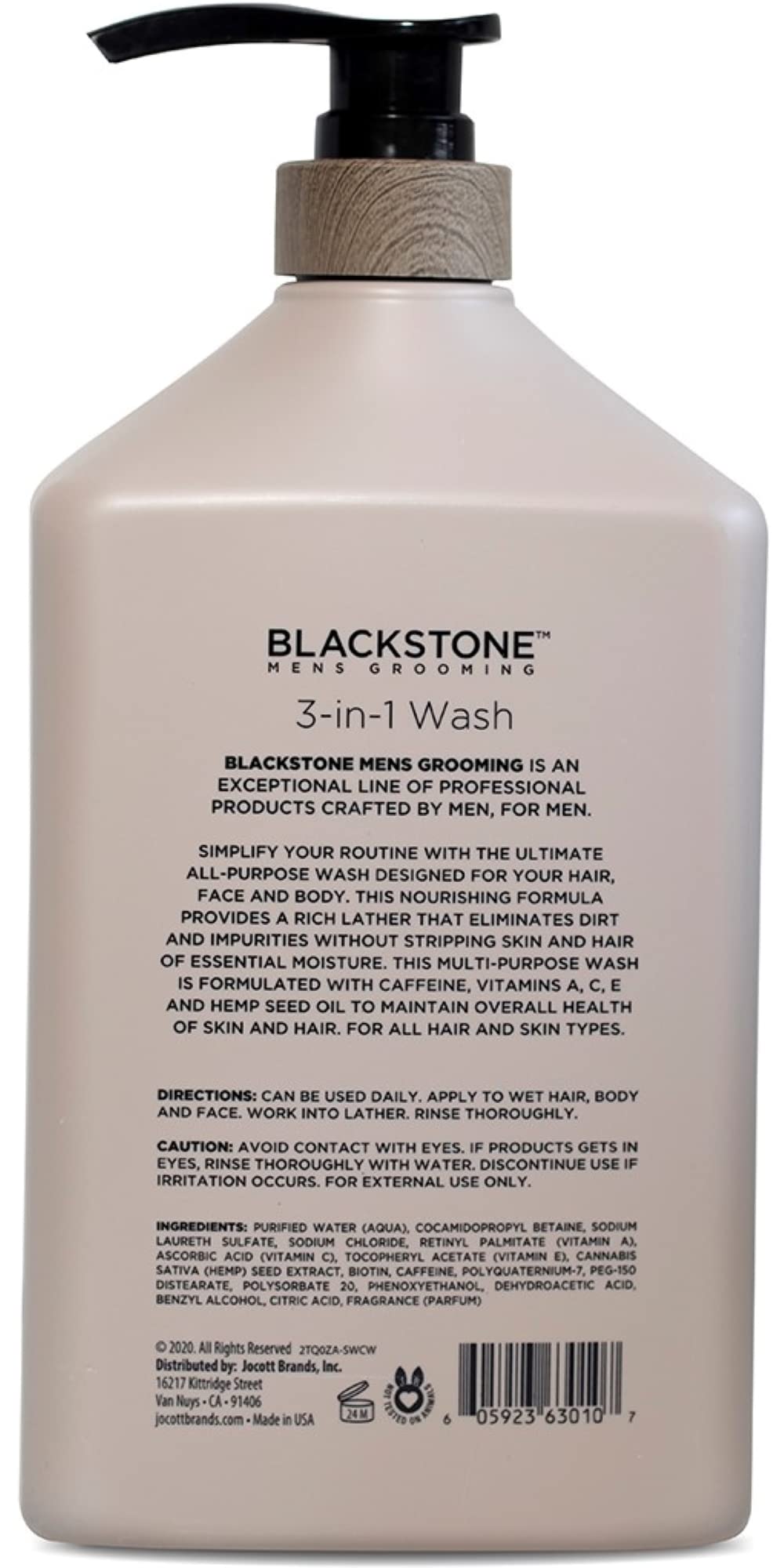 Blackstone 3-in-1 Wash for Men | Cleanses & Conditions Hair, Body, & Face | For All Skin & Hair Types | With Caffeine, Vitamin C, Hemp Seed Oil Beauty & Personal Care Blackstone