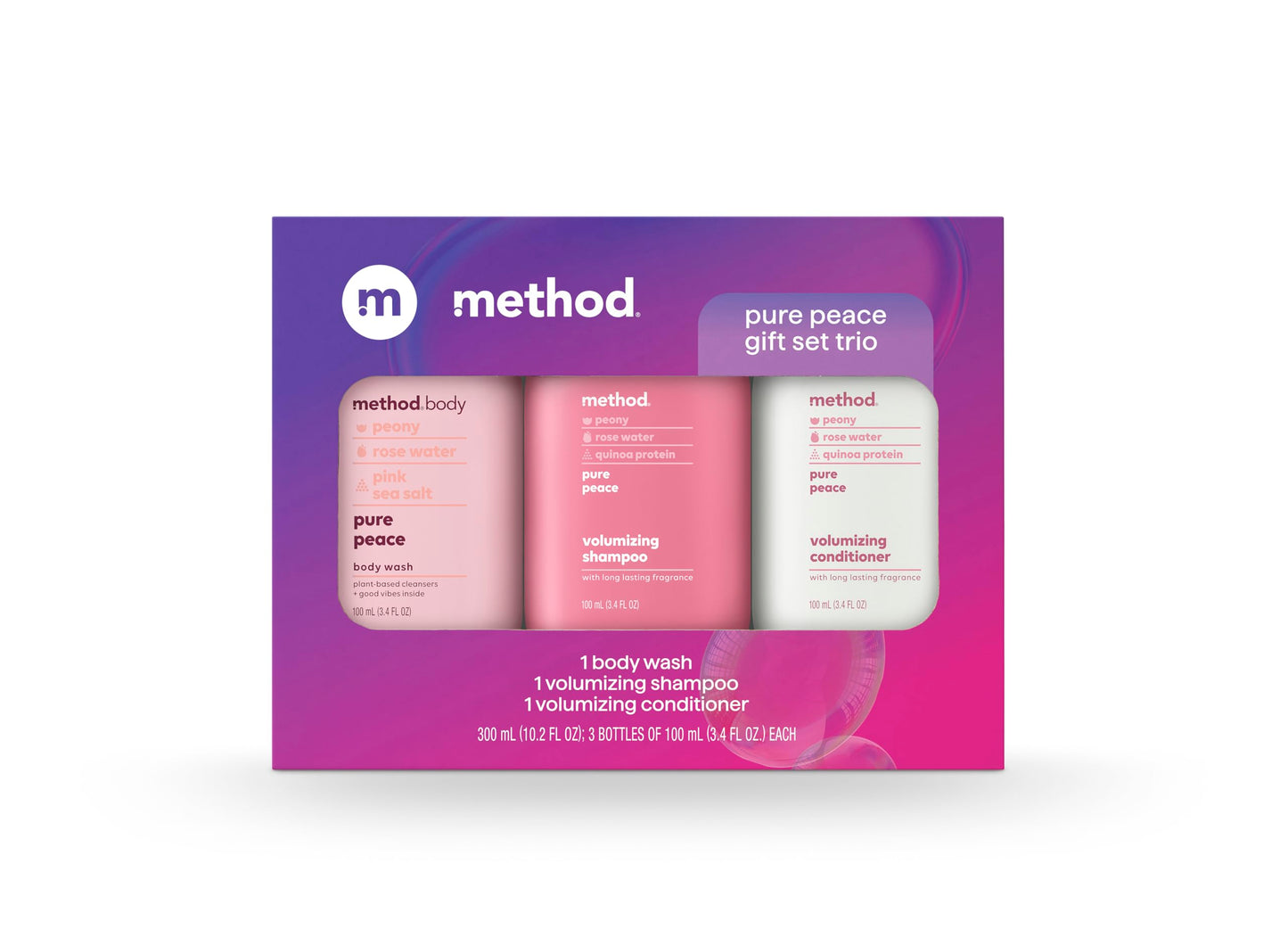 Method Body Wash and Hair Care Gift Set, Pure Peace, 3.4 oz Travel Size Bottles Beauty & Personal Care Method