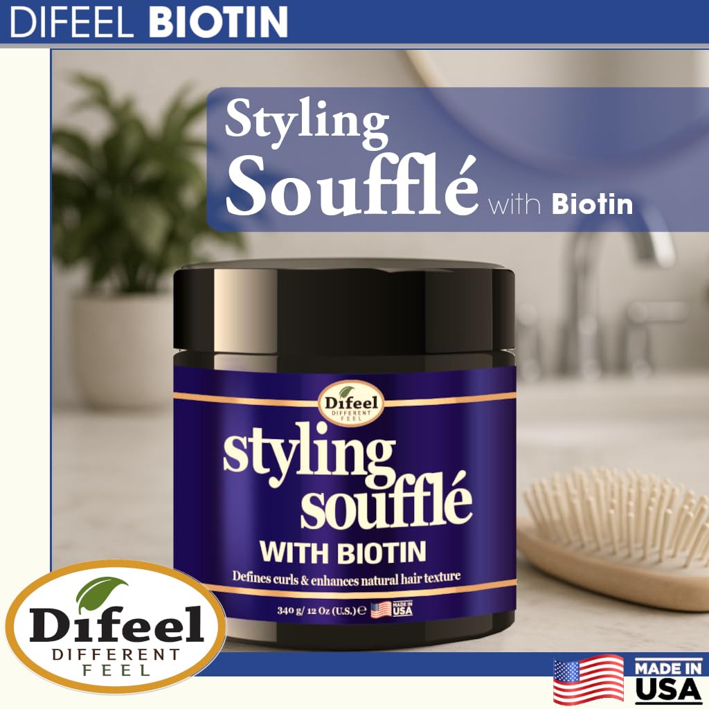 Difeel Curl Defining Styling Soufflé with Biotin 12 oz. - Nourishing Curl Defining Souffle for Wavy Hair, Curly Hair & Coils Beauty & Personal Care Difeel