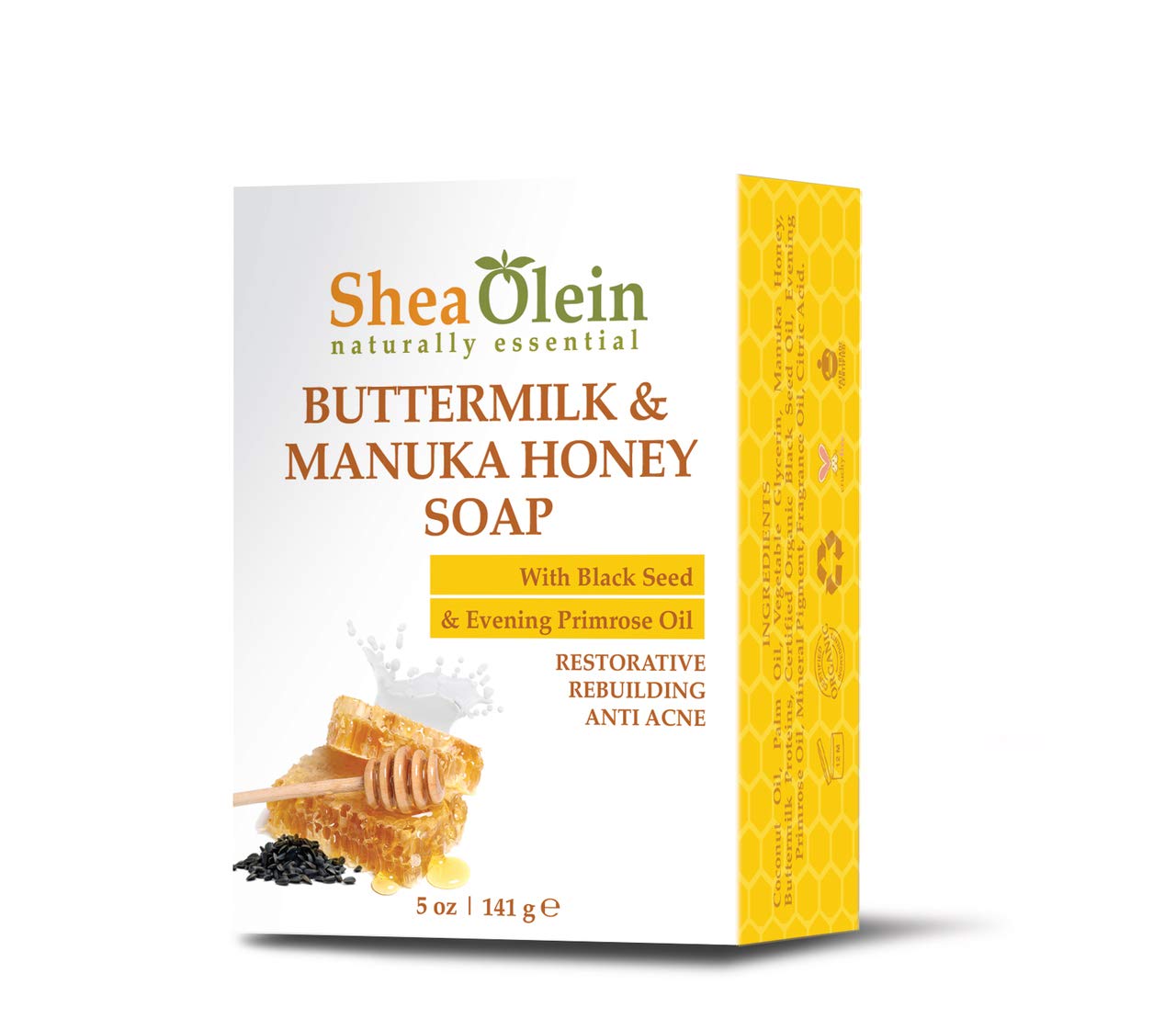 BUTTERMILK & MANUKA HONEY SOAP WITH BLACK SEED OIL & EVENING PRIMROSE OIL Beauty & Personal Care SheaOlein Naturally Essential