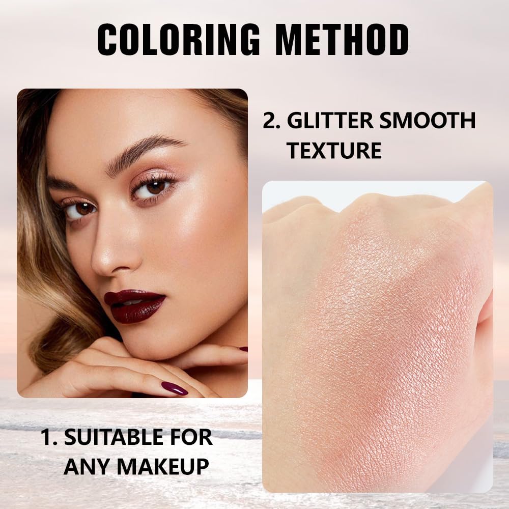 evpct Dusty Pink Champagne Single Eyeshadow Palette, Rose Gold Ice Pink Nude Glitter Cream Eye shadow Palette Singles Brightener Makeup for Older Beauty and Personal Care evpct