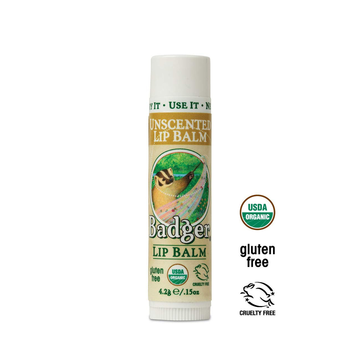 Badger Unscented Classic Lip Balm, USDA Certified Organic, Moisturizing, 0.15 oz (2 pack) Beauty & Personal Care Badger