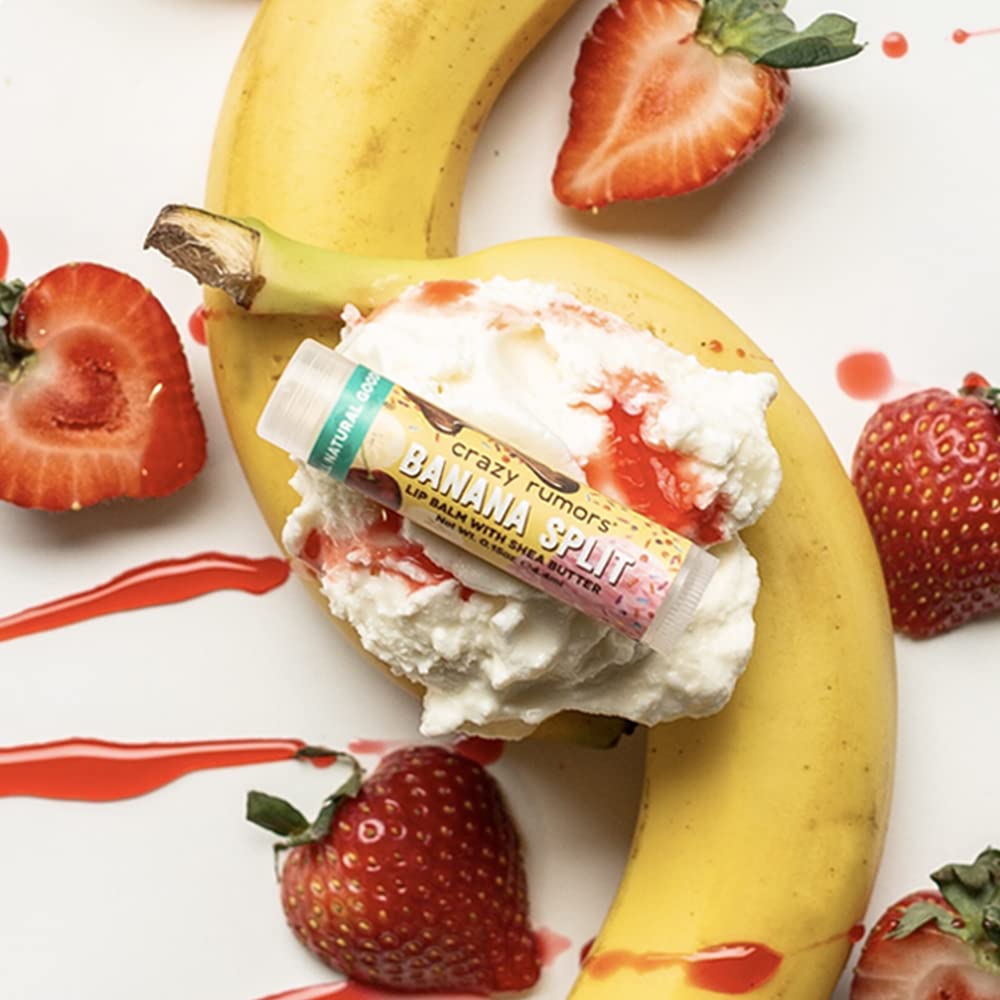 Crazy Rumors Banana Split Lip Balm. 100% Natural, Vegan, Plant-Based, Made in USA (1-Pack) Beauty & Personal Care Crazy Rumors