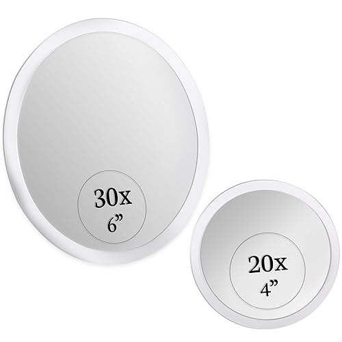 MIRRORVANA Magnifying Mirror Set 30x and 20x - Wall Mounted Makeup Mirror with Suction Cup, Small Magnifying Mirror for Bathroom, 15cm (30 X) and 10cm Beauty & Personal Care MIRRORVANA