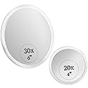 MIRRORVANA Magnifying Mirror Set 30x and 20x - Wall Mounted Makeup Mirror with Suction Cup, Small Magnifying Mirror for Bathroom, 15cm (30 X) and 10cm Beauty & Personal Care MIRRORVANA