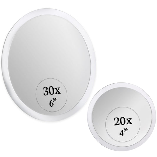 MIRRORVANA Magnifying Mirror Set 30x and 20x - Wall Mounted Makeup Mirror with Suction Cup, Small Magnifying Mirror for Bathroom, 15cm (30 X) and 10cm Beauty & Personal Care MIRRORVANA