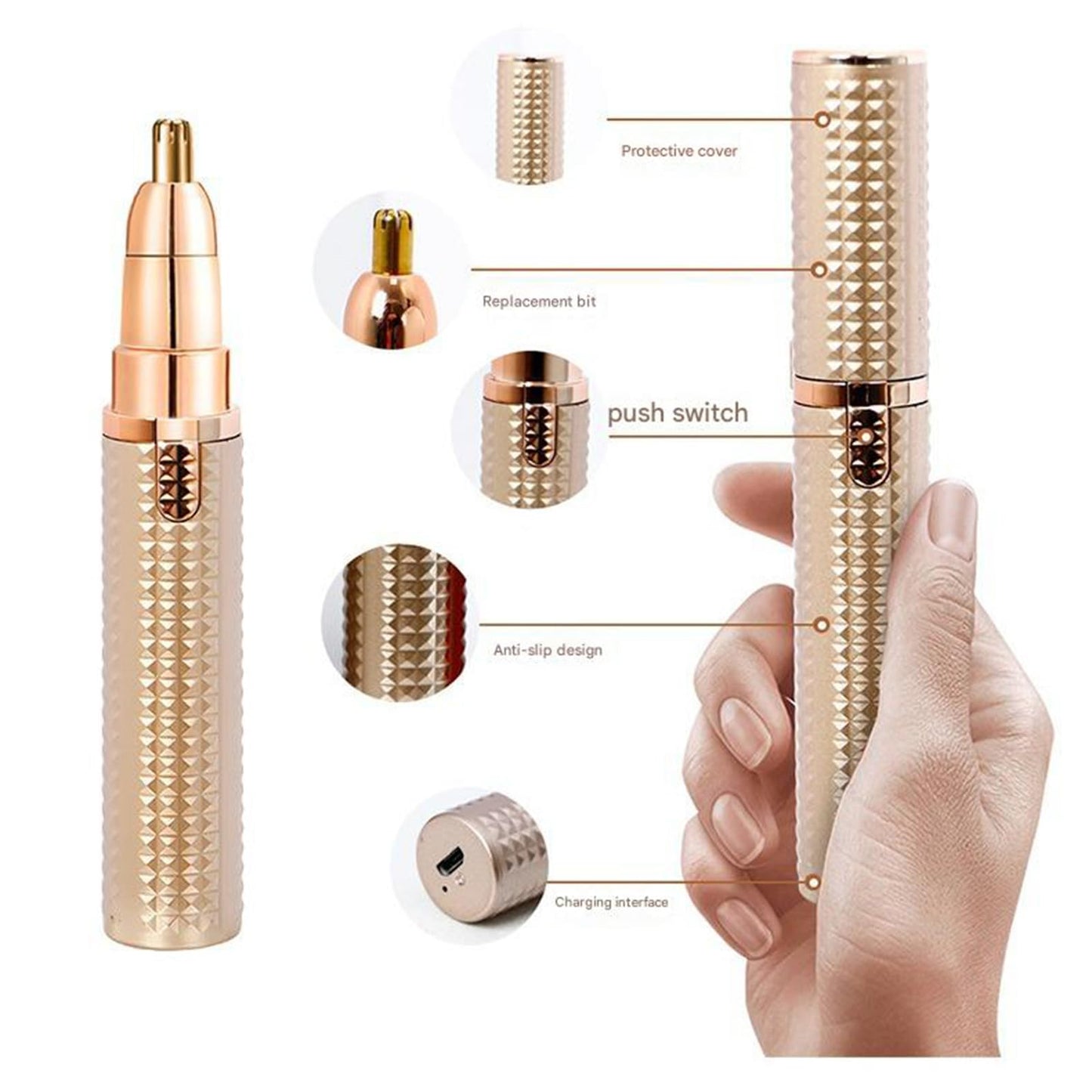 ZEXKENS Electric Eyebrow Trimmer Small Eyebrow Epilator Portable Face Hair Shaver Lip Nose Removal Women Rechargeable Nose Beauty and Personal Care ZEXKENS
