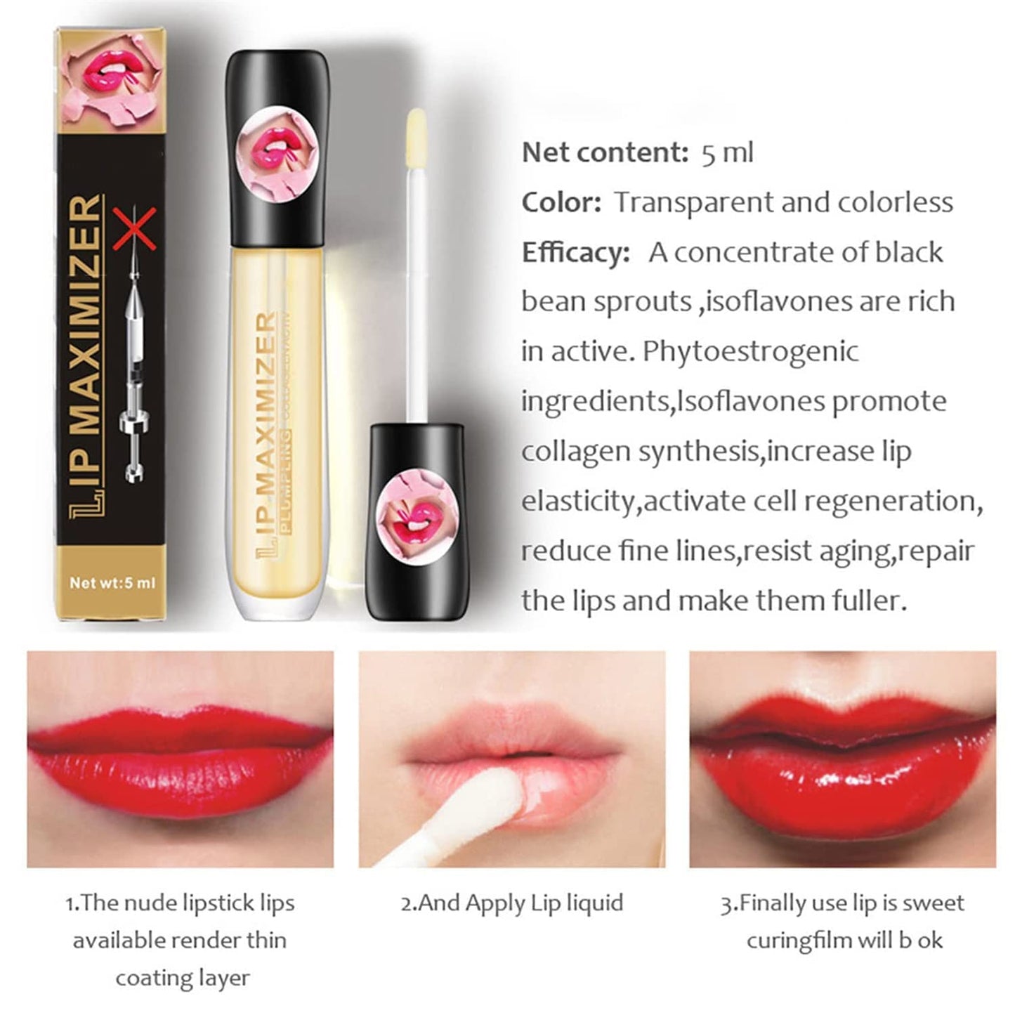 Kayswang Vitamin E Lip Plumping Serum Lip Hyaluronic Lip Plumper Instant Lip Filler for Moisturize Eliminate Dryness Wrinkles Enhances Plump Gloss Beauty and Personal Care Kayswang